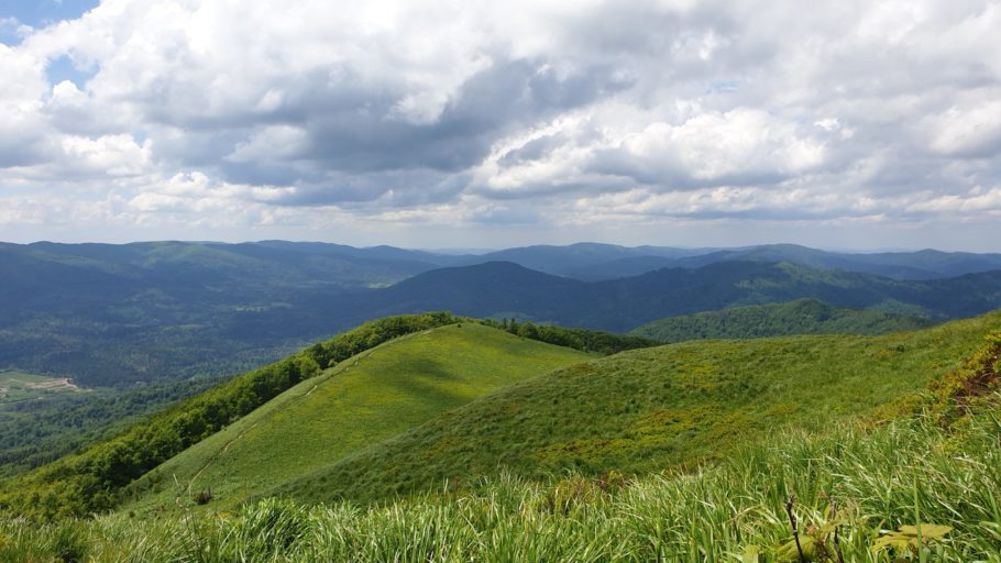 Green hills of the Bieszczady mountains